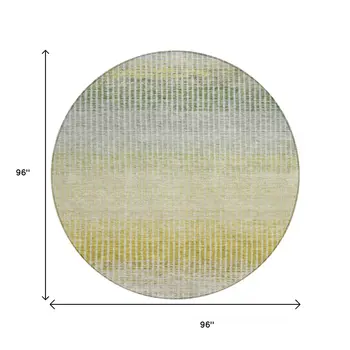 8' Brown Gold And Beige Round Striped Washable Indoor Outdoor Area Rug