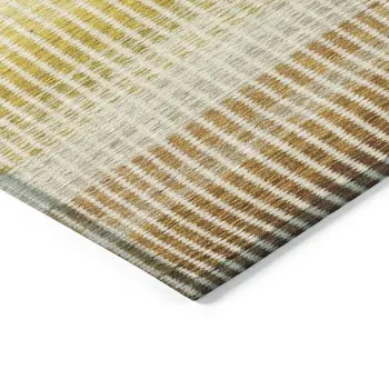 3' X 5' Copper Gray And Beige Striped Washable Indoor Outdoor Area Rug