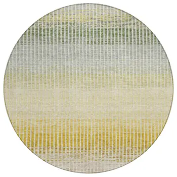 8' Copper Gray And Beige Round Striped Washable Indoor Outdoor Area Rug