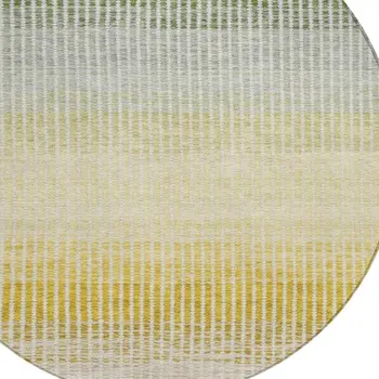 8' Copper Gray And Beige Round Striped Washable Indoor Outdoor Area Rug