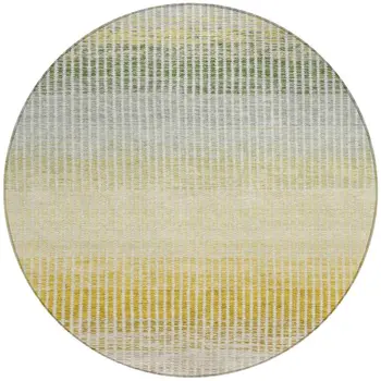 8' Copper Gray And Beige Round Striped Washable Indoor Outdoor Area Rug