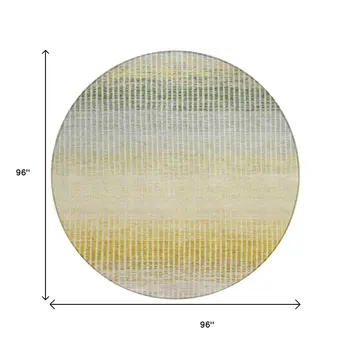 8' Copper Gray And Beige Round Striped Washable Indoor Outdoor Area Rug