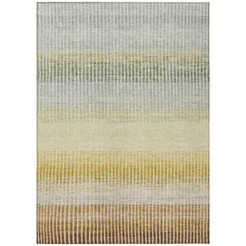 8' X 10' Copper Gray And Beige Striped Washable Indoor Outdoor Area Rug