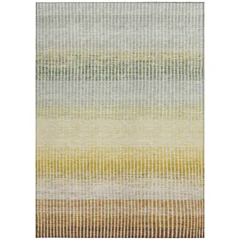 10' X 14' Copper Gray And Beige Striped Washable Indoor Outdoor Area Rug