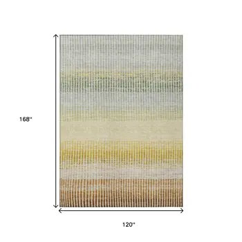 10' X 14' Copper Gray And Beige Striped Washable Indoor Outdoor Area Rug