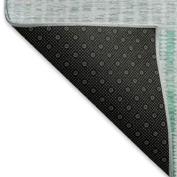 3' X 5' Green Lavender And Teal Blue Striped Washable Indoor Outdoor Area Rug