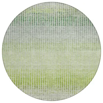 8' Olive Green And Gray Round Striped Washable Indoor Outdoor Area Rug
