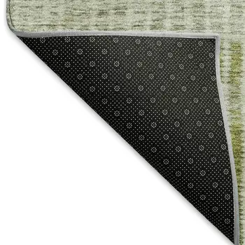 8' Olive Green And Gray Round Striped Washable Indoor Outdoor Area Rug