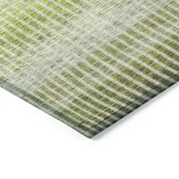 8' Olive Green And Gray Round Striped Washable Indoor Outdoor Area Rug