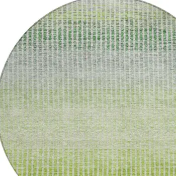 8' Olive Green And Gray Round Striped Washable Indoor Outdoor Area Rug