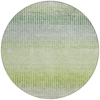 8' Olive Green And Gray Round Striped Washable Indoor Outdoor Area Rug