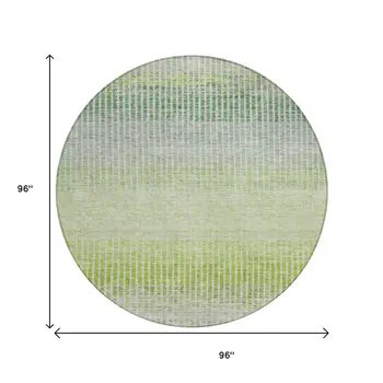 8' Olive Green And Gray Round Striped Washable Indoor Outdoor Area Rug