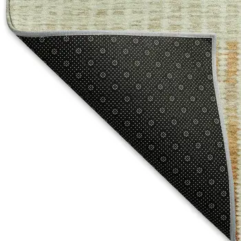 3' X 5' Orange Green And Blue Striped Washable Indoor Outdoor Area Rug