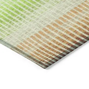 3' X 5' Orange Green And Blue Striped Washable Indoor Outdoor Area Rug