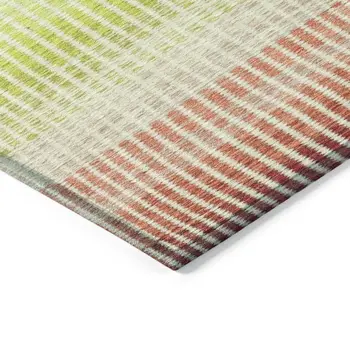 3' X 5' Chili Red Green And Blue Striped Washable Indoor Outdoor Area Rug