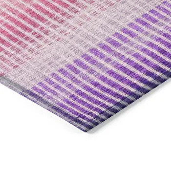 5' X 8' Purple Pink And Green Striped Washable Indoor Outdoor Area Rug