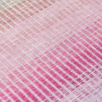 5' X 8' Purple Pink And Green Striped Washable Indoor Outdoor Area Rug