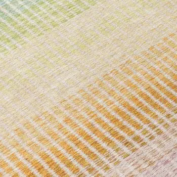 5' X 8' Salmon Blue And Peach Striped Washable Indoor Outdoor Area Rug
