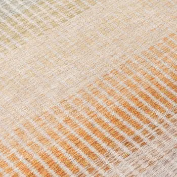8' Terra Cotta Orange And Gray Round Striped Washable Indoor Outdoor Area Rug
