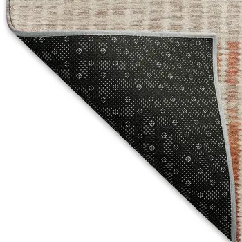 9' X 12' Terra Cotta Orange And Gray Striped Washable Indoor Outdoor Area Rug