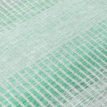 8' Turquoise Ivory And Gray Round Striped Washable Indoor Outdoor Area Rug