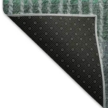 10' X 14' Blue Brown And Green Striped Washable Indoor Outdoor Area Rug