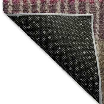 10' X 14' Chocolate Orange And Pink Striped Washable Indoor Outdoor Area Rug