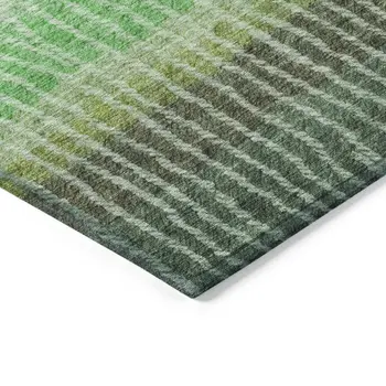 5' X 8' Fern Green And Purple Striped Washable Indoor Outdoor Area Rug