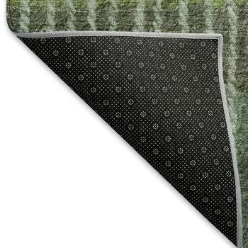 9' X 12' Fern Green And Purple Striped Washable Indoor Outdoor Area Rug