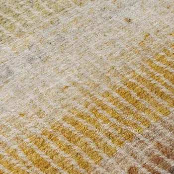8' Brown Gold And Gray Round Striped Washable Indoor Outdoor Area Rug
