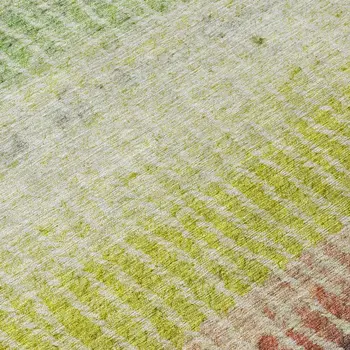 8' Olive Green Red And Purple Round Striped Washable Indoor Outdoor Area Rug
