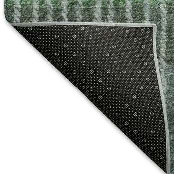 3' X 5' Teal Blue And Green Striped Washable Indoor Outdoor Area Rug