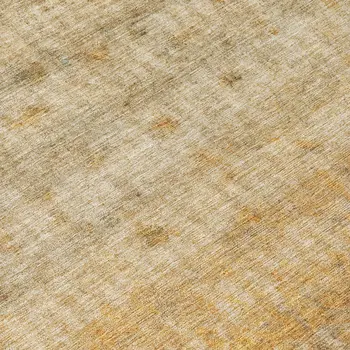 9' X 12' Beige And Gold Striped Washable Indoor Outdoor Area Rug