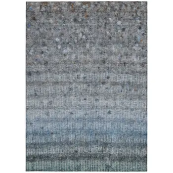 5' X 8' Blue And Gray Striped Washable Indoor Outdoor Area Rug