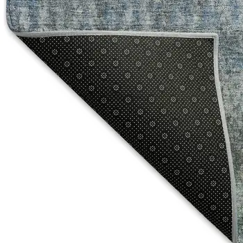 8' Blue And Gray Round Striped Washable Indoor Outdoor Area Rug