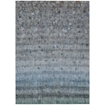 8' X 10' Blue And Gray Striped Washable Indoor Outdoor Area Rug