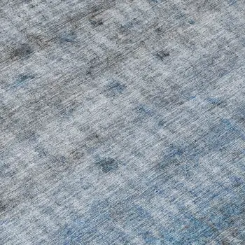 10' X 14' Blue And Gray Striped Washable Indoor Outdoor Area Rug