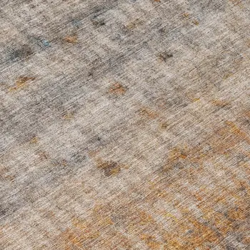 3' X 5' Gray And Copper Striped Washable Indoor Outdoor Area Rug