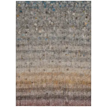 5' X 8' Gray And Copper Striped Washable Indoor Outdoor Area Rug
