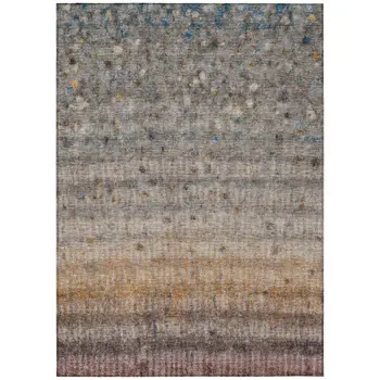 5' X 8' Gray And Copper Striped Washable Indoor Outdoor Area Rug