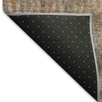 5' X 8' Gray And Copper Striped Washable Indoor Outdoor Area Rug