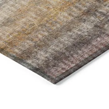 10' X 14' Gray And Copper Striped Washable Indoor Outdoor Area Rug