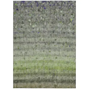 5' X 8' Green And Gray Striped Washable Indoor Outdoor Area Rug