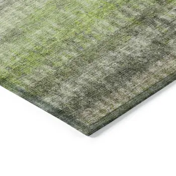 8' X 10' Green And Gray Striped Washable Indoor Outdoor Area Rug