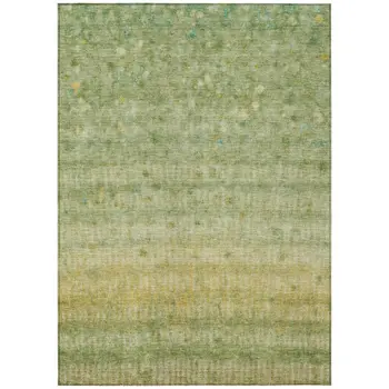 10' X 14' Sage And Gold Striped Washable Indoor Outdoor Area Rug