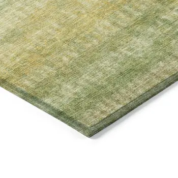 10' X 14' Sage And Gold Striped Washable Indoor Outdoor Area Rug