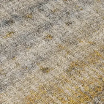 5' X 8' Taupe And Gold Striped Washable Indoor Outdoor Area Rug
