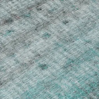 8' Teal Blue And Gray Round Striped Washable Indoor Outdoor Area Rug