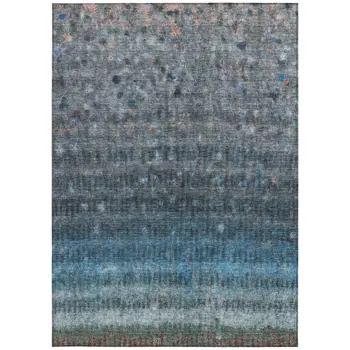 5' X 8' Blue And Gray Striped Washable Indoor Outdoor Area Rug