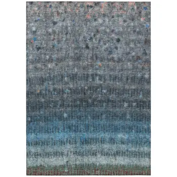 5' X 8' Blue And Gray Striped Washable Indoor Outdoor Area Rug